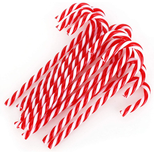 CQBB Röd Vit Candy Cane Julgranshängande prydnader, 12 st