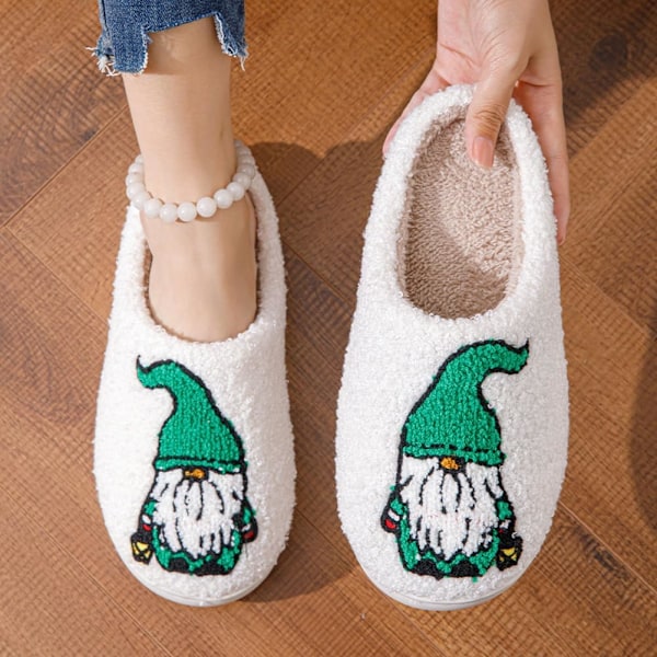 Mysiga Jultofflor för Kvinnor och Män, Älgdesign Green Dwarf I 42/43 EU