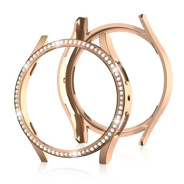 Etui til Samsung Galaxy Watch 6 5 4 40 mm 44 mm etui PC enkeltrække diamantbelagt skinnende cover kofanger uden glas Rose gold Galaxy Watch4 5 44mm