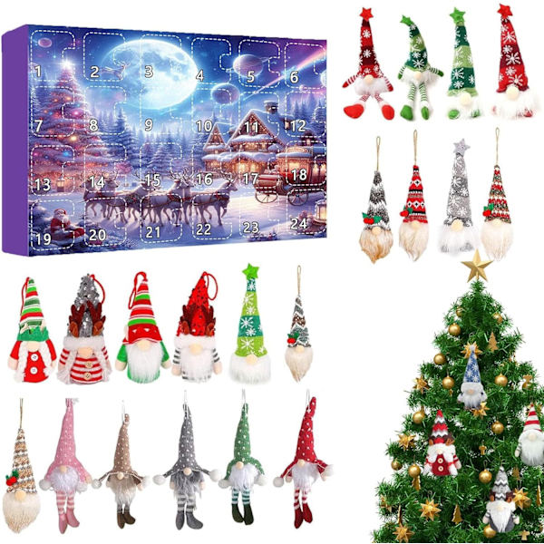 Nisse Julekalender, Jule Nisse Dukker og Hængende Dekorationer Elk Model