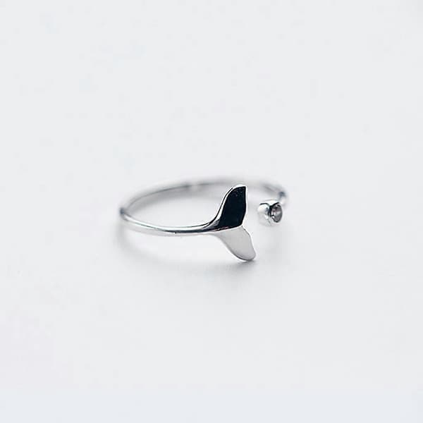 Snygg Trendy Solid Justerbar Ring Hvalhale Enkel Båndring Fiskeørering_max