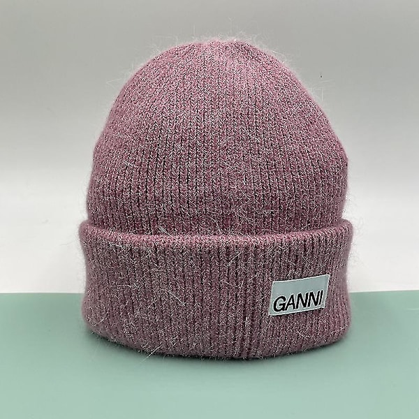 Stickad Herr Dam Ganni Vinter Varm Cap Manschettstickad Stretch Beanie Hatt Routing