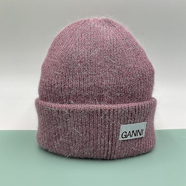 Strikket herre- og damelue Ganni Vinter Varm Mansjettstrikket Stretch Beanie Hat Routing