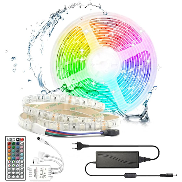 SMD5050 RGB LED-remsa - 12V Vattentät Färgväxlande Remsa med Strömförsörjning RGB LED Strip Set（IR Only）