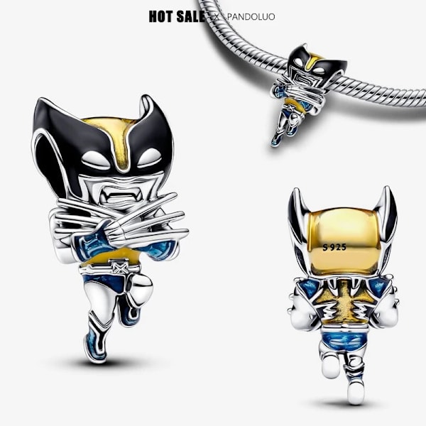 Disney Marvel Deadpool Wolverine -riipushelmi Sopii Pandora-rannekoruihin ja -kaulakoruihin Naisille DIY-riipushelmiä 925 Sterlinghopea Korut Lahjat WSD008