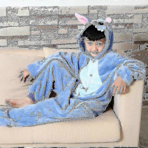 Disney Lilo & Stitch Pyjamas i Ett Stycke, Barnens Plysch Kigurumi Onesies, Varma Kläder för Vintern, Julklapp 1 1 130CM(9-10T)
