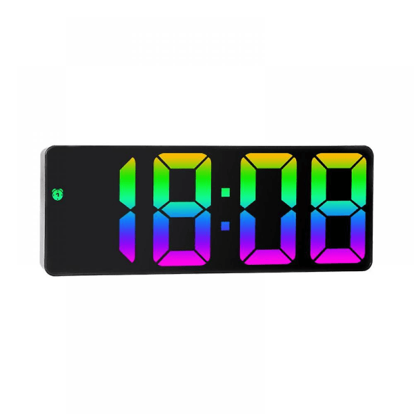 SQBB Digital väckarklocka, stor led spegelvisningsklocka, temperaturdisplay, lämplig för sovrum, hem, kontor, färgnummer
