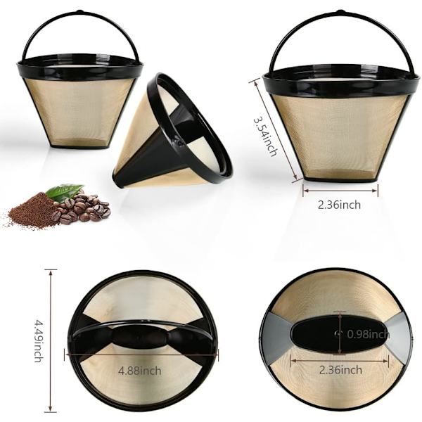 Genanvendeligt Keglekaffefilter nr. 4, Permanent Filter i Rustfrit Stål