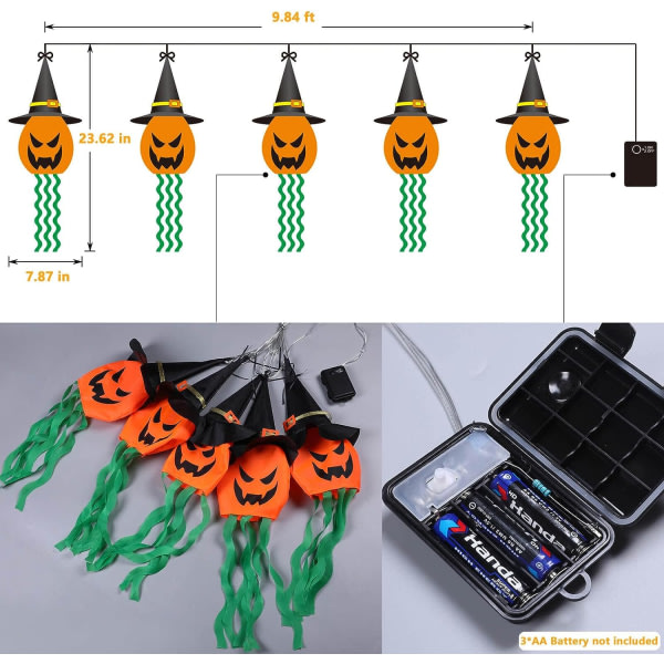 CQBB Halloween-dekor inomhus 5-pack upplyst pumpa, led färgglada ljusslingor Vattentätt batteri för hemveranda Yard Trädgård utanför