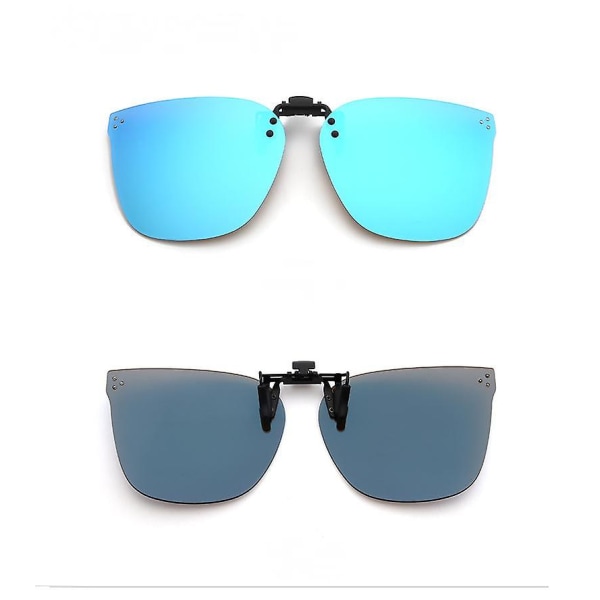Polariserade solglasögon med clip-on - Anti-reflex Uv400 Skydd Flip Up För män Kvinnor Körning utomhus Sport-blå