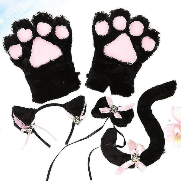5 st Creative Cat Costume Kattunge Svansöron Krage Tassar Handskar Anime Ta Gothic Set för fest SQBB