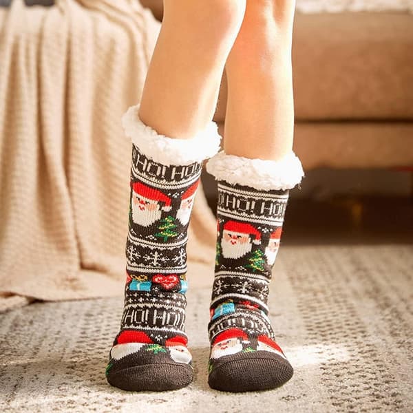XJ Julestrømper, Unisex, Varme Strømper, Jul, Teddyforede Sklisikre, Vinterstrømper for Menn og Kvinner—max