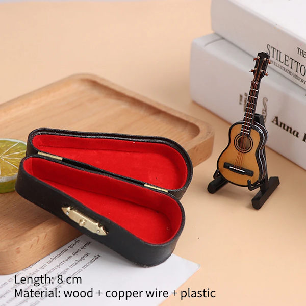 8 cm samling Dekorative pyntegenstande Modeldekoration Gaver med stativ Miniature musikinstrument Minifiol Træ Wooden C