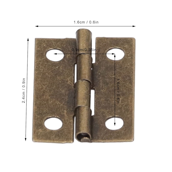 50 st smyckeskrin gångjärn 0,6x0,9 tum hållbara metall retro stil zinkpläterade fällbara bakre gångjärn set för reparation DIY