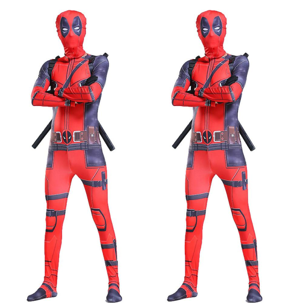 SQBB Deadpool Cosplay Kostym för Vuxen Jumpsuit Mask Sword X-back Bälte Outfit Set Halloween Party Dress Up Presenter M