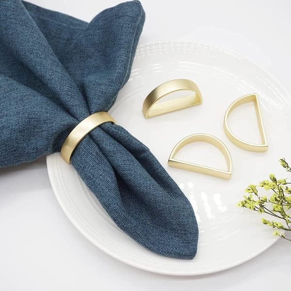 Guld servietringe sæt af 6 til bryllup jul, Thanksgiving, buffet indstilling og daglig brug (halv rund)
