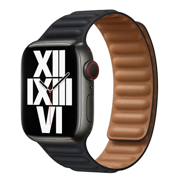 Läderrem för Apple Watch Band 45mm 41mm 44mm 40mm Original Magnetic Loop Link Armband iWatch Ultar2 49mm 9 8 7 6 SE 3 42mm Midnight