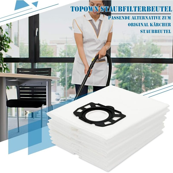 10 kpl Karcher-pölynimuripussia WD4 WD5 WD6 Karcher-pussi MV4, MV5 ja MV6 pölysuodatinpussit Karcherille