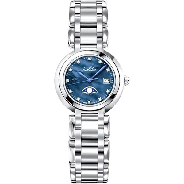 Damklocka Analog Kvarts Kvinna Diamant Klockor Lättläst Armbandsur Med Rostfritt Stålband Modeklocka För Kvinnor Flickor Blå Blue