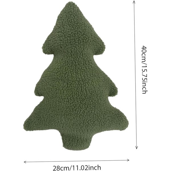 Julegran pute 15,8x11 tommer 3d treformet pute plysj fylling dekorativ pute søt myk soverom juledekor for stue, sofa kasteputer 40x28 cm