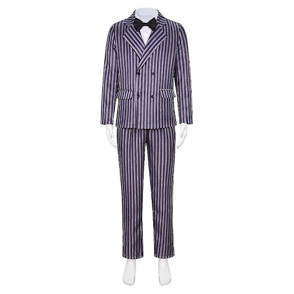 Onsdag Gomez Addams kostume Stribet jakkesæt til mænd Halloween karneval fest udklædning til voksne børn Z 120 120