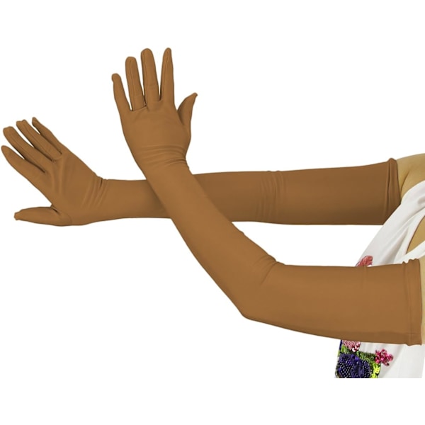20,1 tum långa stretchspandexoperahandskar, över armbågen (svart) Brown Large