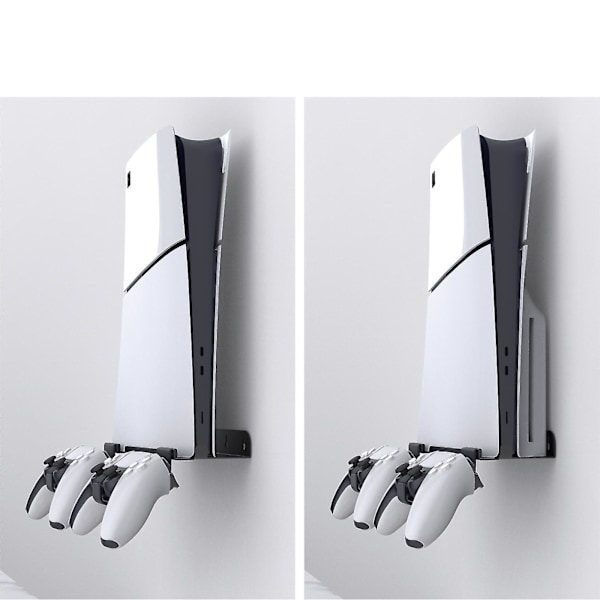 Väggfäste för PS5 Slim med Dual Controller Hållare, Metall Vägghängande Bas Hållare Organizer Förvaringshängare För Ps5 Slim