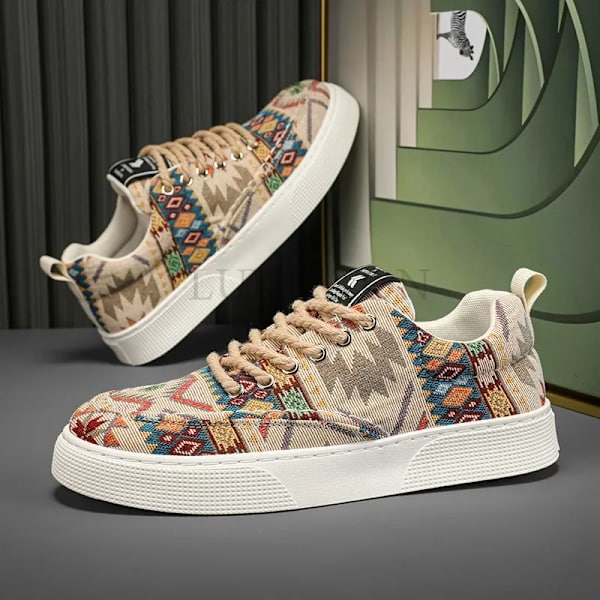 Mænd Vulkaniserede Sko Sommer Lærred Casual Sport Komfortable Åndbare Skateboard Fashion Snørebånd Sneakers Til Mænd Khaki 41