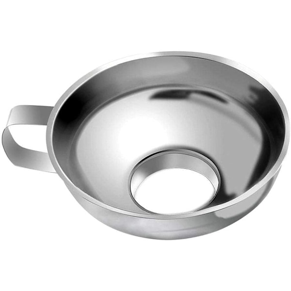 Säilöntäsuppilo - Ruostumattomasta teräksestä valmistettu säilöntäsuppilo keittiöön, leveäsuinen suppilo, keittiövälineet, suppilo kahvalla hillolle (L) L