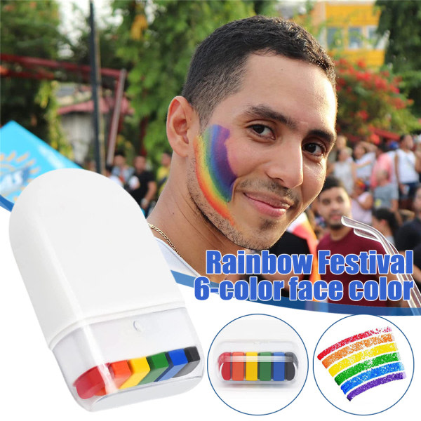 Rainbow Face and Body Paint för Pride Day Parade Cosplay Party Halloween Makeup SQBB