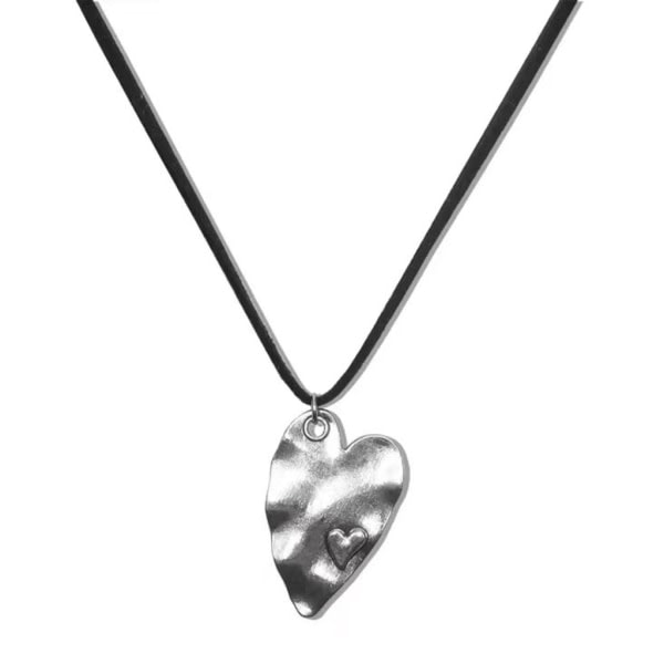 Hjärthänge Halsband Kärlekshänge Halsband Kärlekshänge Chokers Titanstål Material Festsmycken Present för kvinnor null - B svart rep