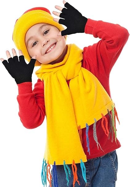 4 par fingerless-hanskar vinter half finger vantar enfärgad stickad ty