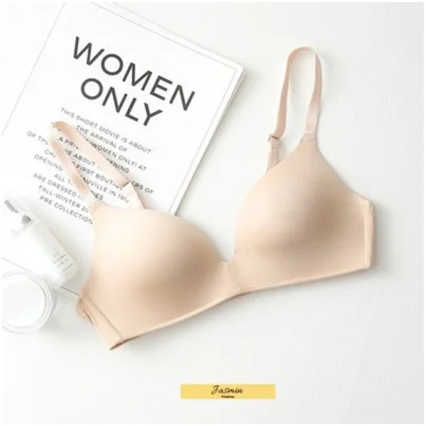 Ice Silk BH för kvinnor Komfort Trådlös Samla Sexiga Underkläder för kvinnor Push Up Enkel Underkläder Sömlös BH BH Bralette Beige 32AB
