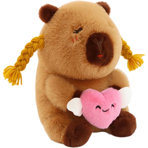 Pehmeä halaus sydän Capybara - 25 cm mukava pehmolelu capybara-eläin, täydellinen tytöille, pojille ja halailuun 1 st