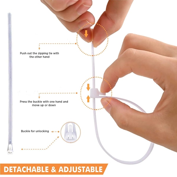Møbelankre og stropper (10-pakning) for kommode, hyller og sikkerhet White Nylon Pack of 10