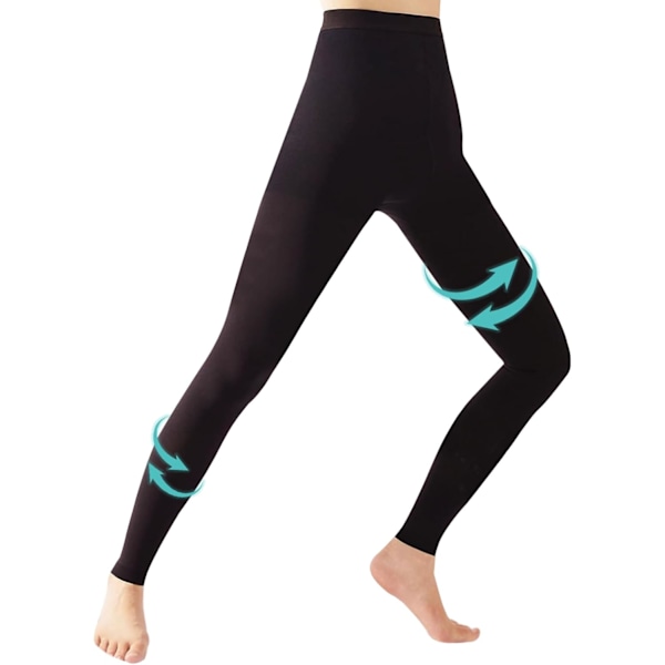 Medicinska kompressionstights för kvinnor & män, 23-32 mmHg Öppen tå Hög midja Stöd Leggings A