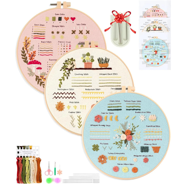 Blomma Broderi Kit Diy Korsstygnskit För Vuxna Nybörjare Handsömnad Broderi Färdighetstekniker Nålarbete Med Nybörjare Båge. Broderikit