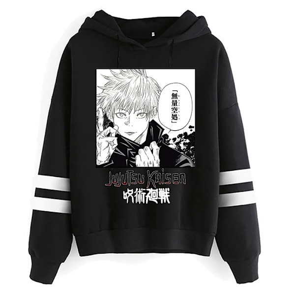 Unisex Jujutsu Kaisen Anime Yuji Itadori Hupparit Herr Harajuku Gojo Satoru Kawaii Manga Graafinen Streetwear Huppareita Paita black61001 Aasian XL