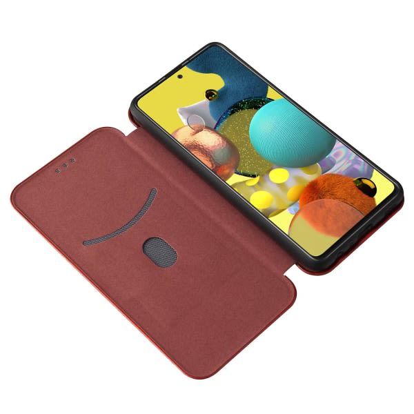 SQBB Case För Samsung Galaxy A52s 5g Kolfiber Case Folio Flip Skyddande magnetiskt cover Etui Coque Brun ingen