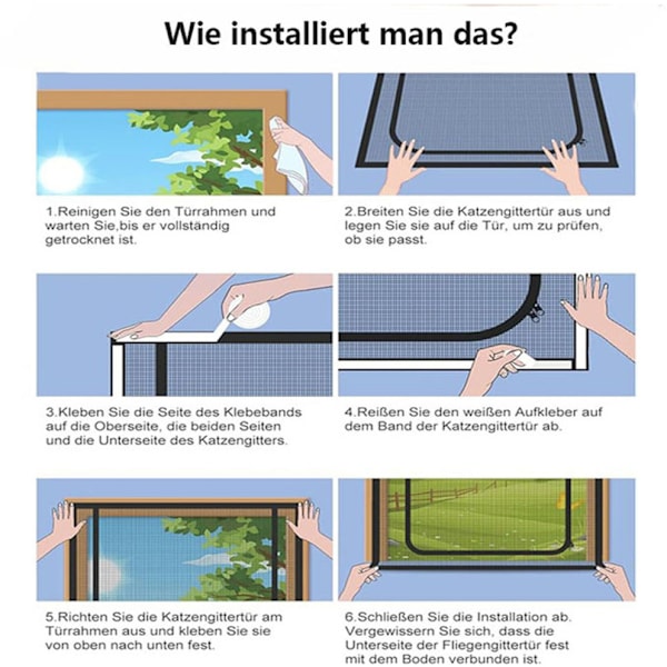 Kattavvisande dragkedjeförsedd dörrgardin slitstarkt nät vit white 90x210cm