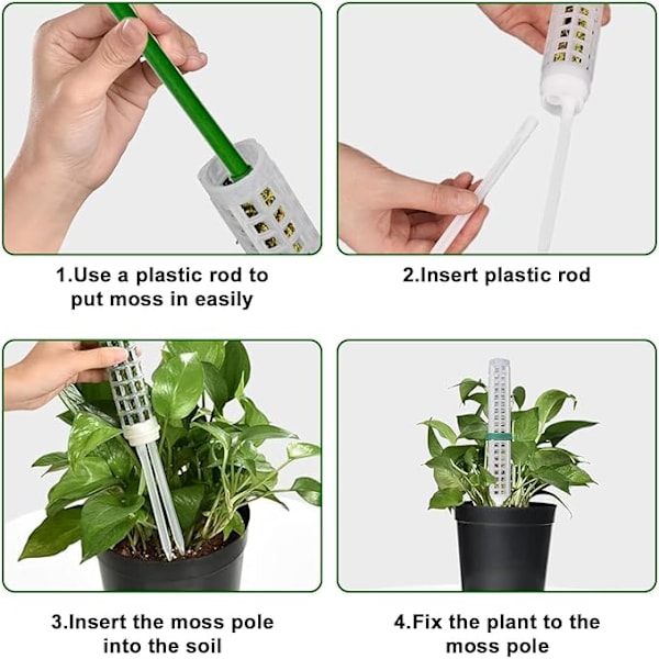 Mosstænger til Monstera-planter, 15,6\" plaststænger til stabling af mos