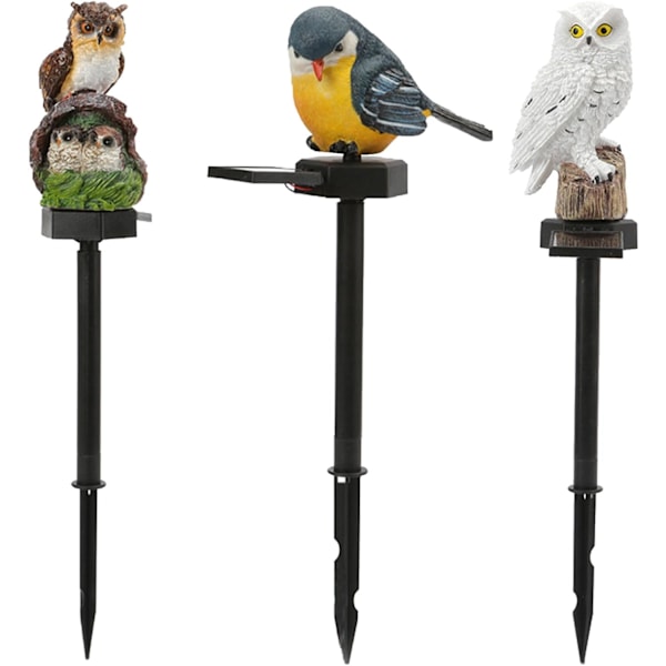 Solcelledrevet havefigur - fuglestatue lampe | LED stibelysning | baghave græsplæne dekoration | naturinspirerede haveindsatser | udendørs accent Allt