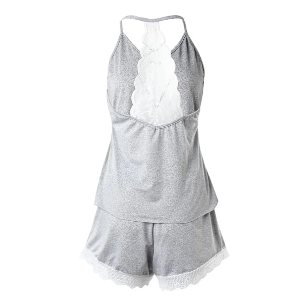 Kvinnors Virkade Spets Pyjamas Ärmlös V-Hals Set Casual Daglig Bära 2 Bit Sömnkläder Suit Se Solid Home Kläder Sommar 2023. bk M