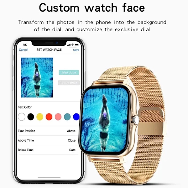 Smart Klocka För Män Kvinnor Present För Xiaomi Full Touch Screen Sport Fitness Klockor Bt Ring Digital Smartwatch Armbandsur 200 24 Nytt Silvery