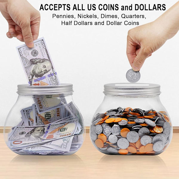 Sparbøsse Gro, Spargris Transparent För Mynt, Sparbøsse Stor Plast Genomskinlig, Stor Sparbøsse Piggy Coin Money Saving Bank Myntburk Box För Barn