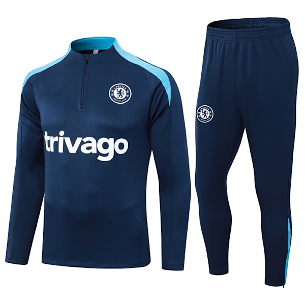 2425 Ny Spania Portugal Brasil Voksen Langermet Fotballtrening Uniform Sett Chelsea/Royal Blue Chelsea/Royal Blue 2XL
