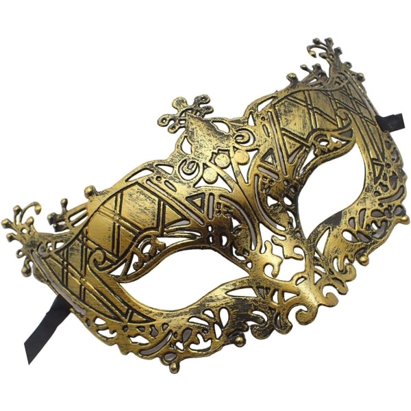 Topkids Accessoarer Masquerade Mask för kvinnor och män Matt Gold Metal Effect