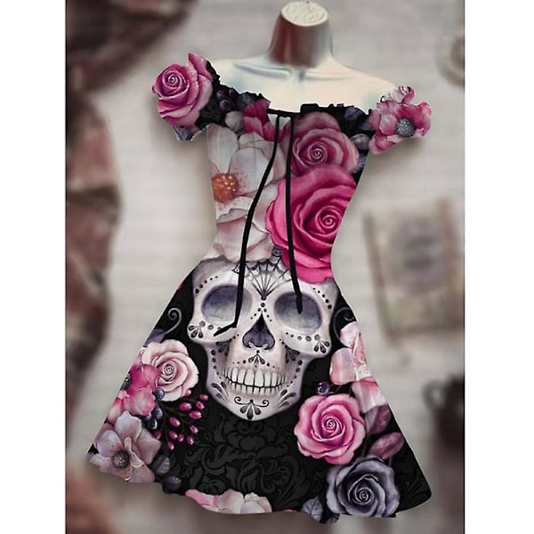 Halloween-kjole til kvinder, festlig vintage-kjole, elegant A-linje-kjole, cocktailkjoler, gotisk kjole, stil 2 style 2 XXL