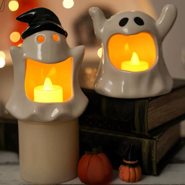 Halloween Spöklykta, Söt Spökformad Tealightkopp, Bordscentrum Wear one's hat