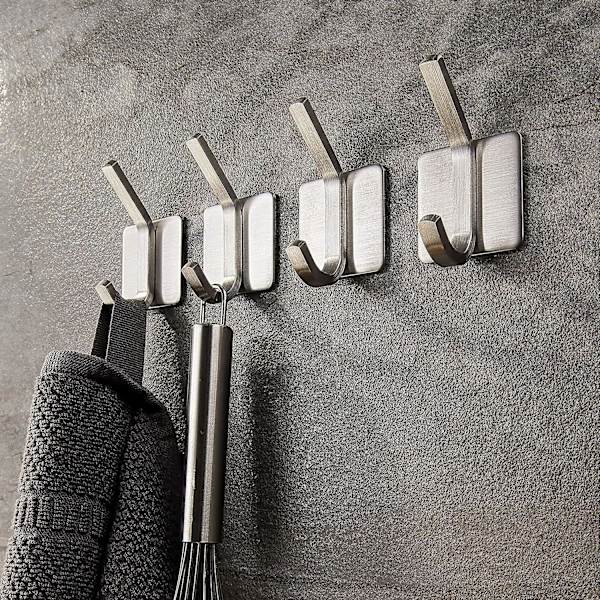 Handdukskrok/Limkrok - Väggkrok för Badrum, 4-pack-max